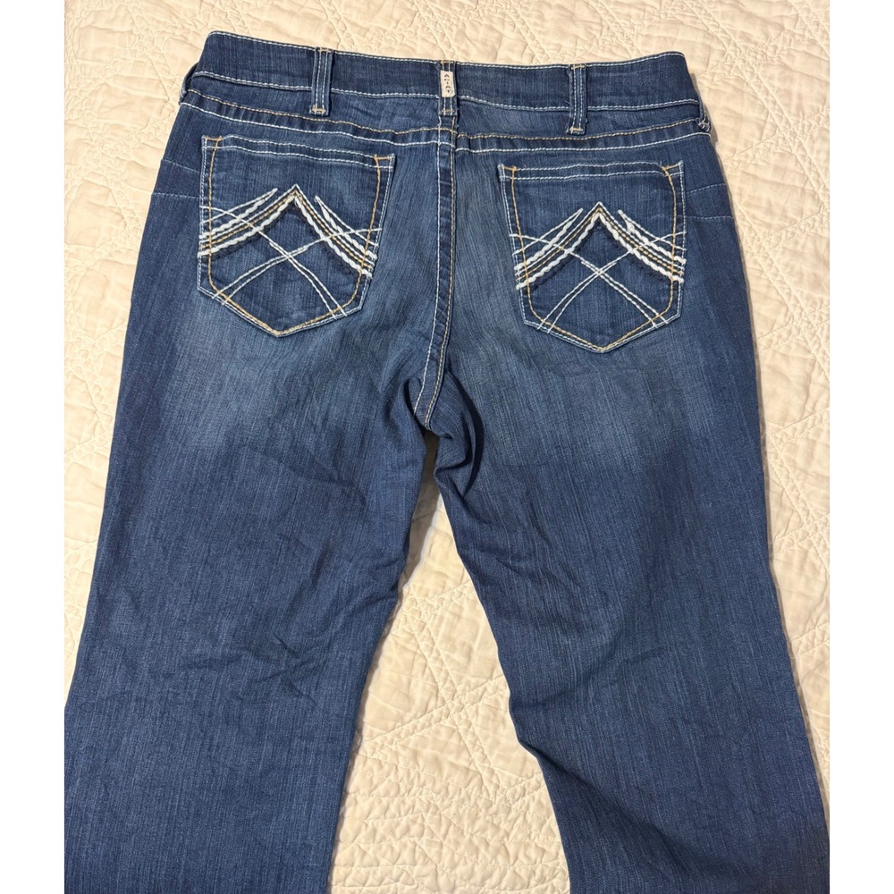 Ariat REAL Riding Jean Women 34R Blue Ocean Whipstitch Bootcut Denim - Picture 2 of 12